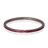 Bracciale Tennis Elastico in Titanio Oro Rosa e Rubini da 3 Punti