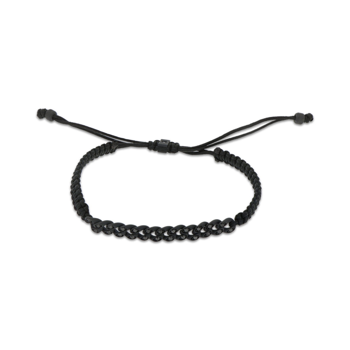 BRACCIALE GROUMETTE NAUTICA MINI IN TITANIO NERO CON DIAMANTI BLACK E LACCIO NERO INTRECCIATO