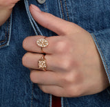 Anello Sigillo Quadrato Oro Rosa e Diamanti Gerbella