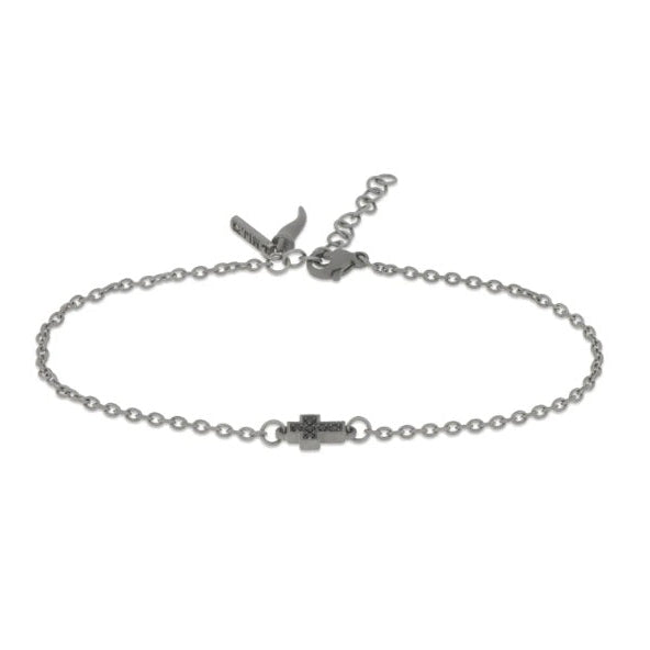 BRACCIALE UOMO CON CROCE IN TITANIO DIAMANTI BLACK