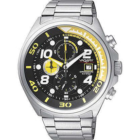 Vagary Nero / Giallo Crono Acciaio-Orologi-VAGARY-Gioielleria Granarelli