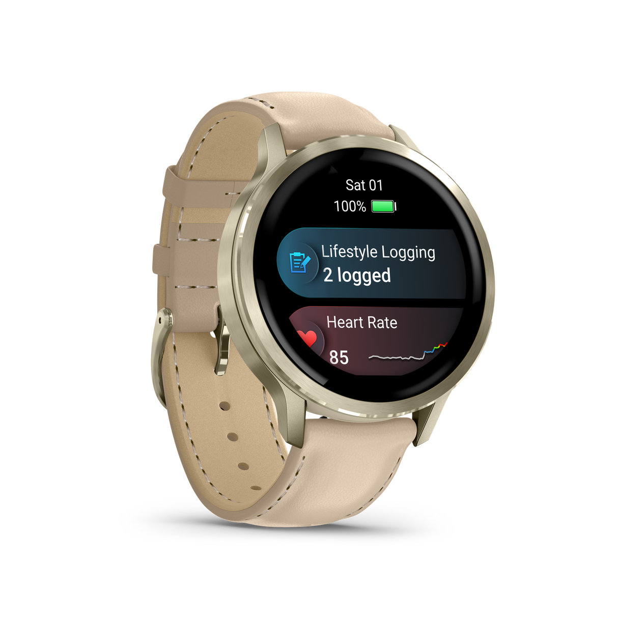Venu® 4 - 41 mm Lunar gold con cinturino in silicone Bone e cinturino in pelle Light Sand
