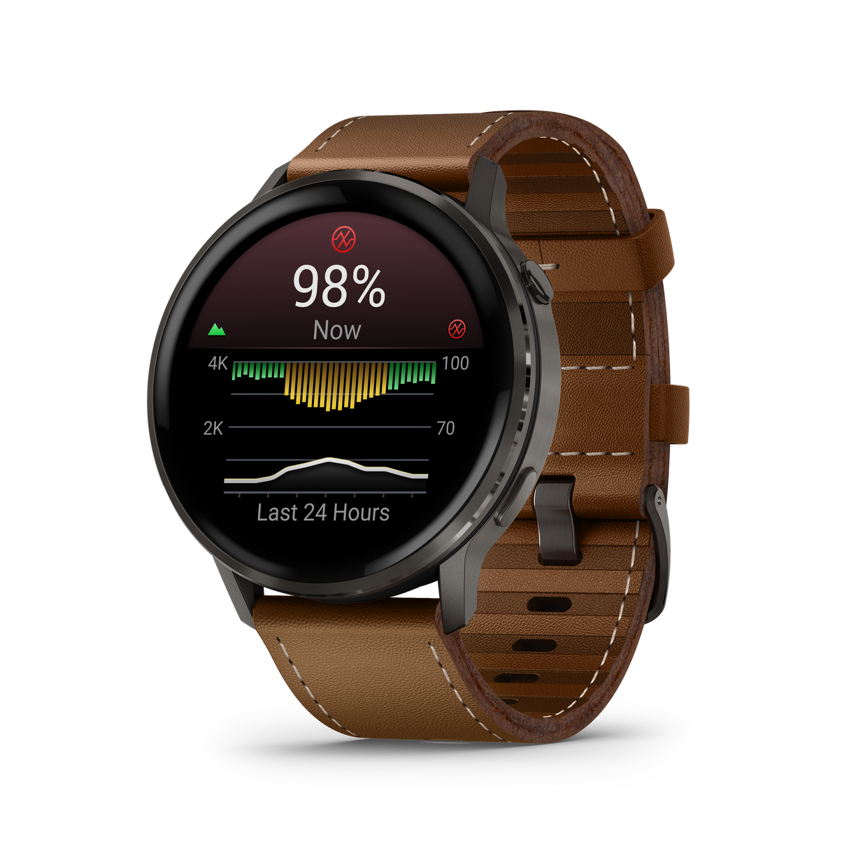 Venu® 4 - 45 mm Slate con cinturino in silicone Black e cinturino in pelle Brown