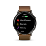 Venu® 4 - 45 mm Slate con cinturino in silicone Black e cinturino in pelle Brown