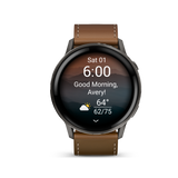 Venu® 4 - 45 mm Slate con cinturino in silicone Black e cinturino in pelle Brown