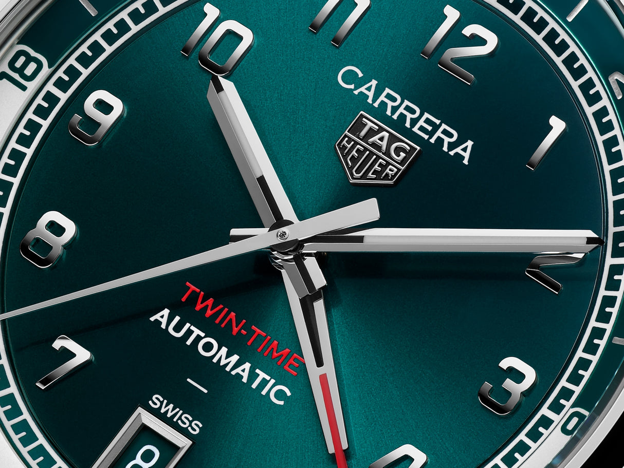 Carrera Automatico Date Twin-Time Verde 41 mm Acciaio