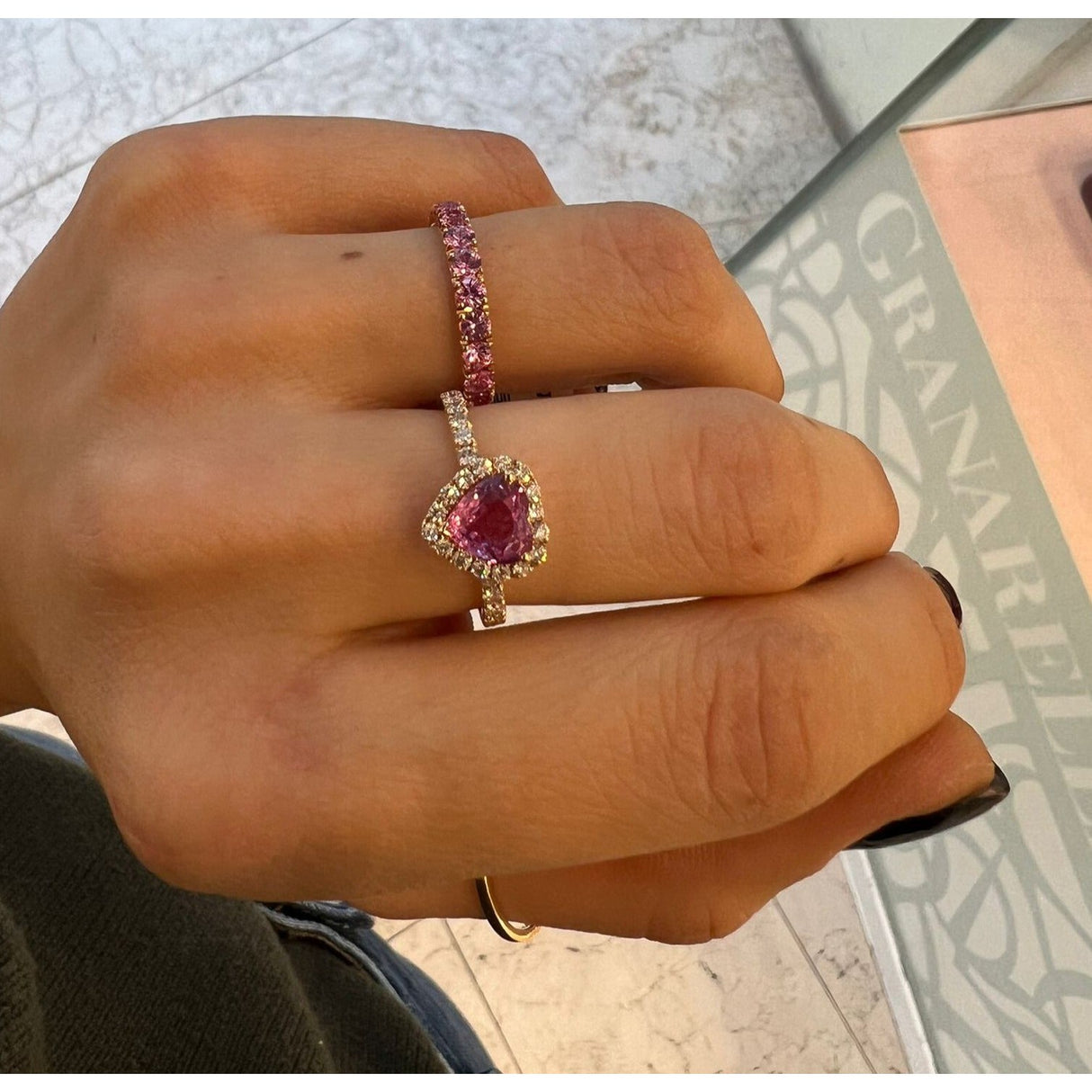 Rosa Gold Girodito Fedin Ring and Rosa sapphires 2.25kt