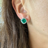 Orecchini Diamanti e Smeraldo Oro Bianco