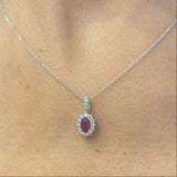 White Gold Choker with Oval Ruby and Diamonds