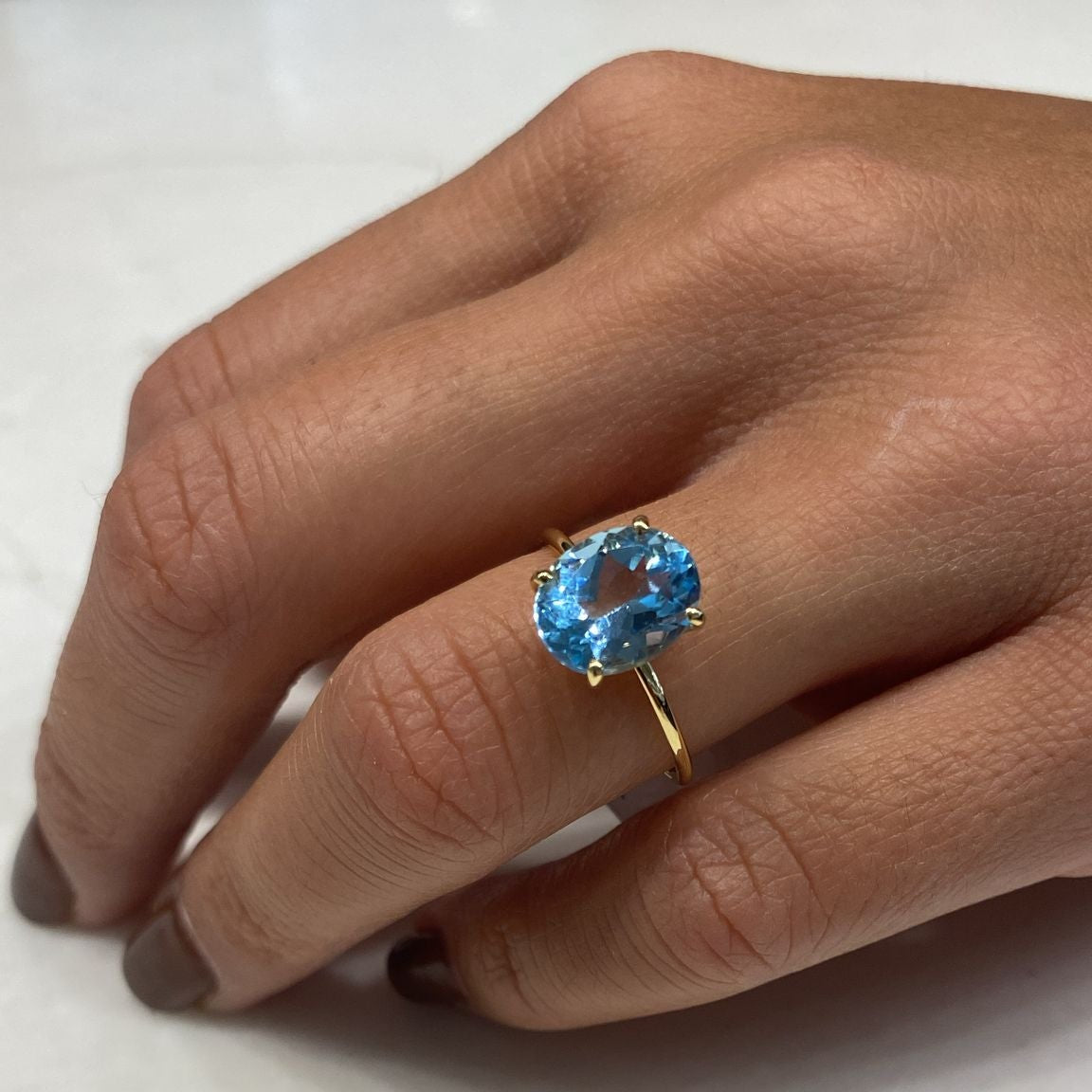 10x8 oval blue topazio ring