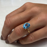 10x8 oval blue topazio ring