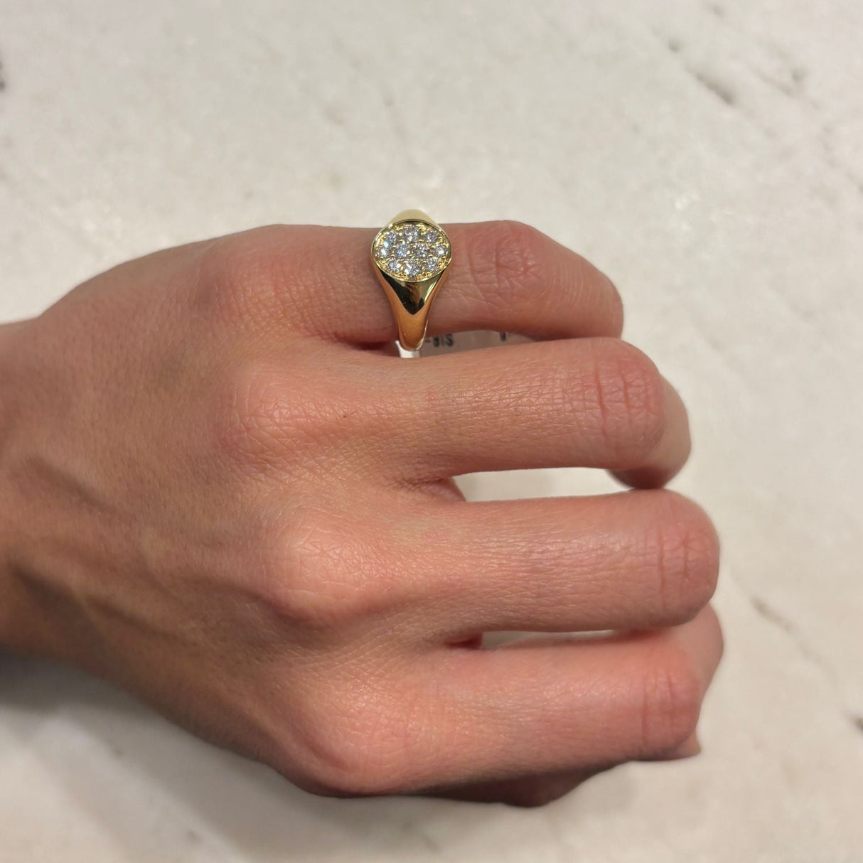 Anello Chevalier Pavé di Diamanti Oro Giallo