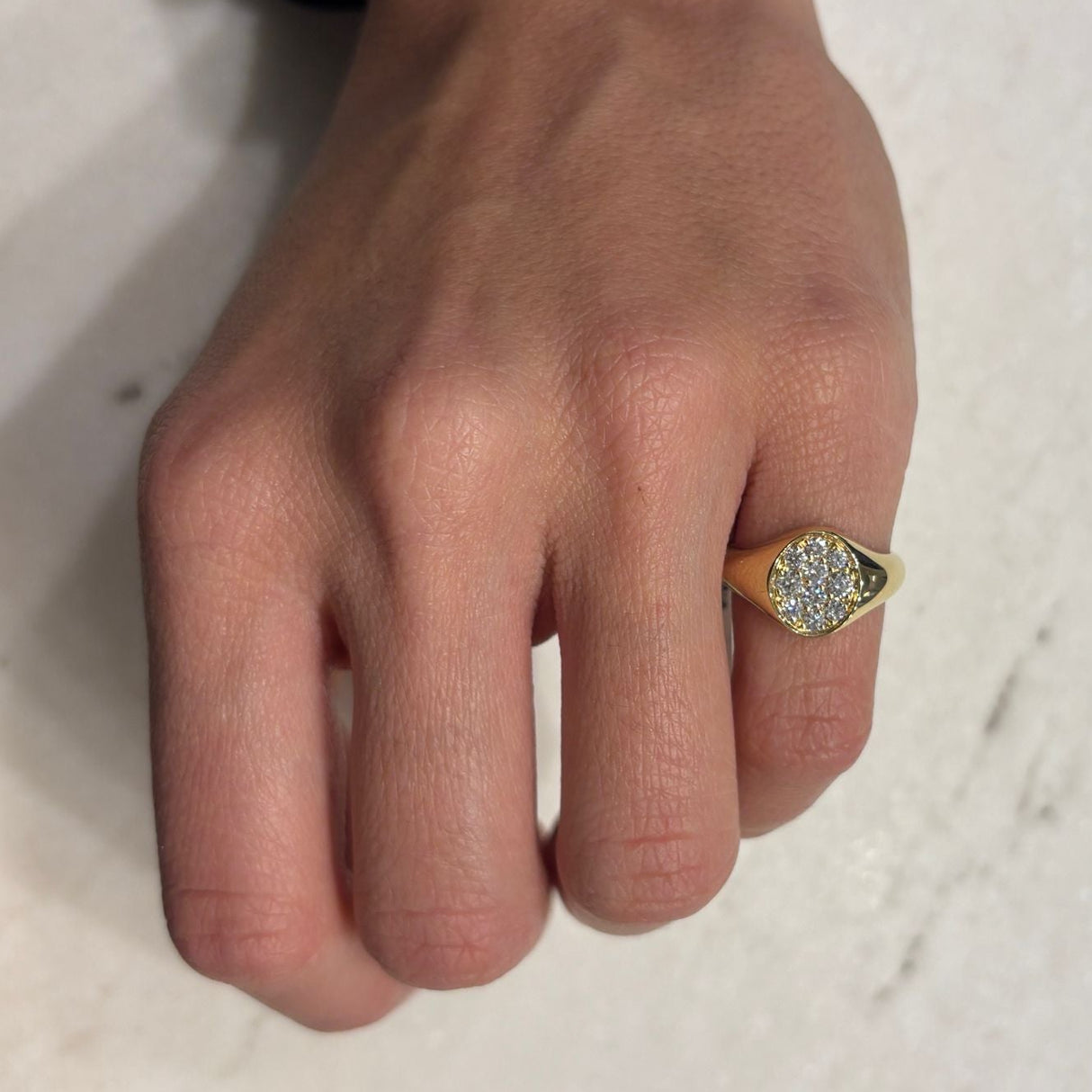 Anello Chevalier Pavé di Diamanti Oro Giallo