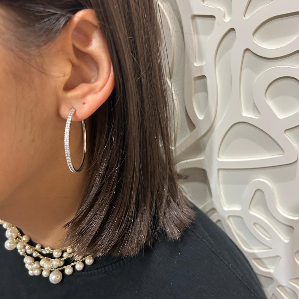 Orecchini cerchi Diamanti 1.16kt in Oro Bianco