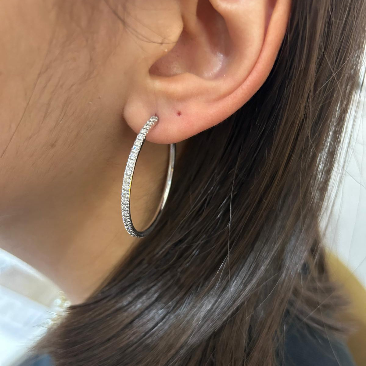 Orecchini cerchi Diamanti 1.16kt in Oro Bianco