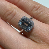 Anello Acquamarina Taglio Ottagonale ct 1.47 con Brillanti in Oro Bianco