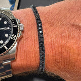 Bracciale Tennis Titanio Nero e Diamanti Neri 5 Punti