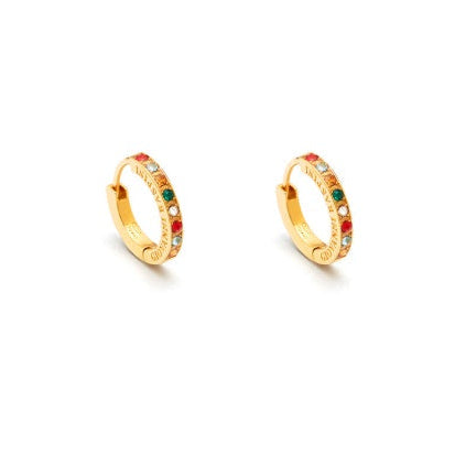 Orecchini Huggie Crystal Color Dorati