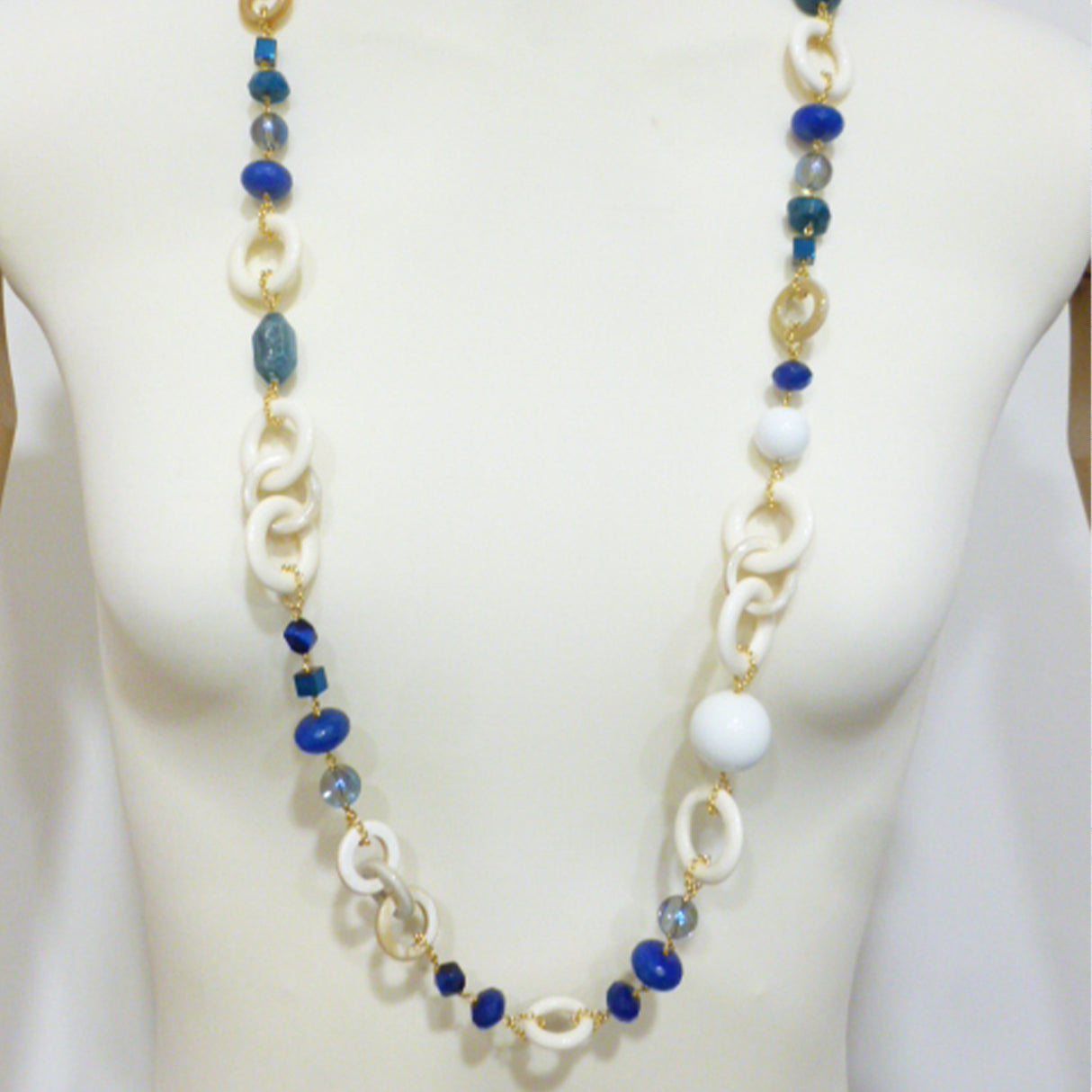 Collana lunga con corno di pietre blu-AMLÈ-a2059-Gioielleria Granarelli