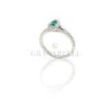Anello Diamanti Navette in Oro Bianco e Smeraldi