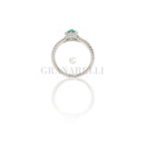 Anello Diamanti Navette in Oro Bianco e Smeraldi