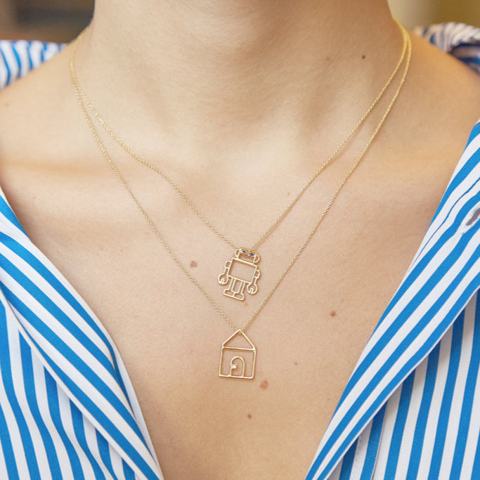 Collana Casa con Brillante-Girocolli-ALIITA-Gioielleria Granarelli