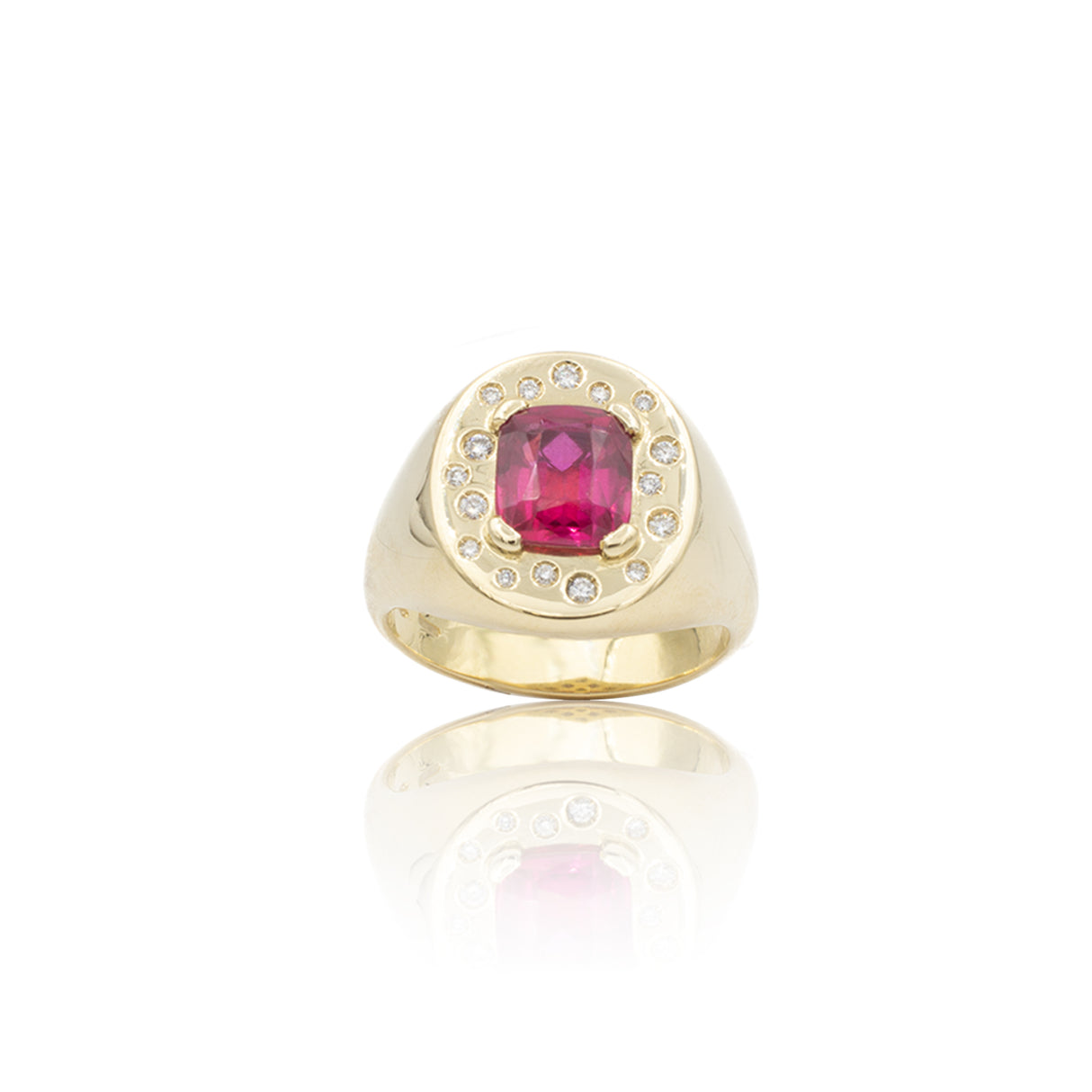 Anello Chevalier con Diamanti e pietra sintetica in Oro Giallo-Anelli-GRANARELLI-Gioielleria Granarelli