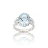 Acquamarine ring 5.48kt and white gold diamonds