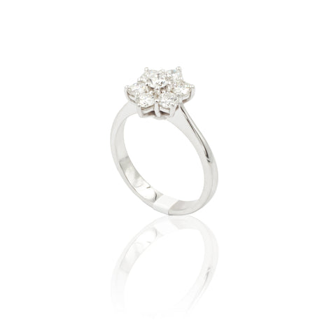 Anello Fiore con Diamanti in Oro Bianco-Anelli-GRANARELLI-Gioielleria Granarelli