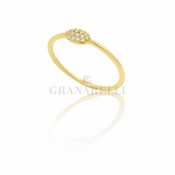 Anello mini pavè ovale in oro giallo