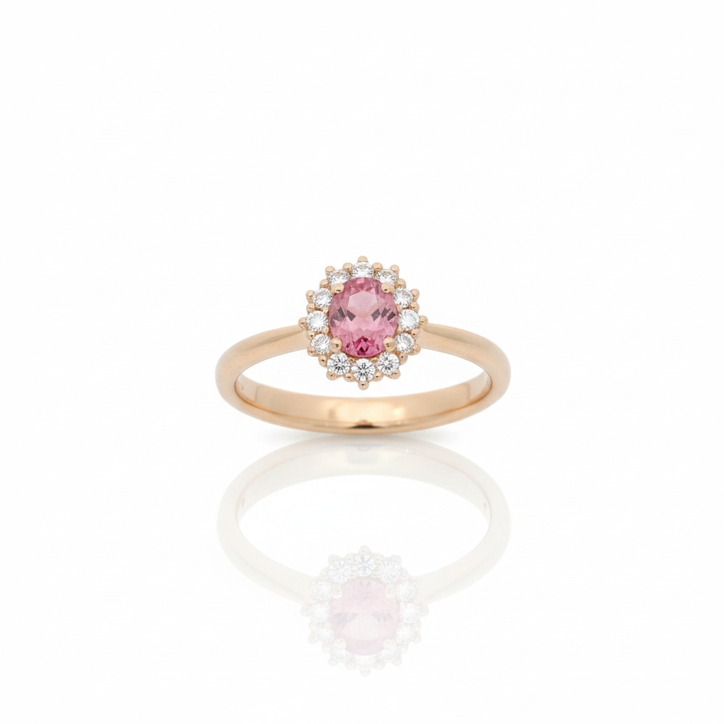 Ring pink sapphire rose gold clean