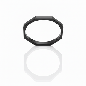 Anello ottagonale nero liscio