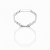 Anello ottagonale oro bianco liscio