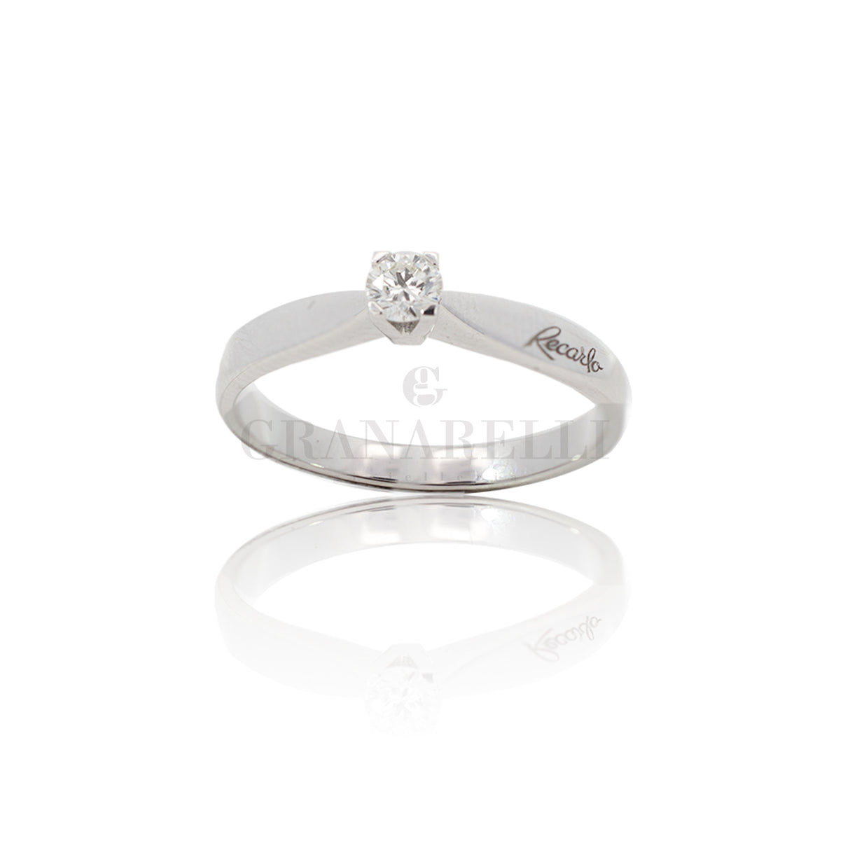 Anello Recarlo Solitario 0.14kt in Oro Bianco e Diamante-Anelli-RECARLO-Gioielleria Granarelli