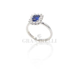 Anello in Oro Bianco con Zaffiro 0.70kt e Diamanti