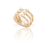 Anello con Diamanti a Goccia in Oro Rosa