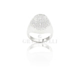 Anello Chevalier con pavè di Diamanti in Oro Bianco