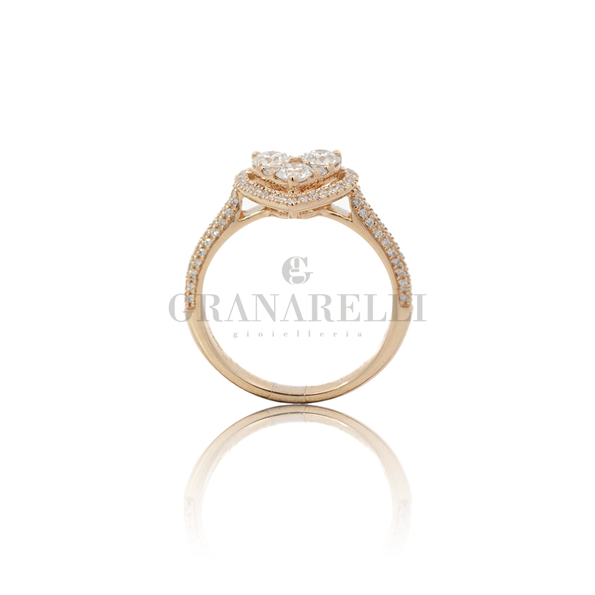 Solitary ring heart magic diamonds in rose gold