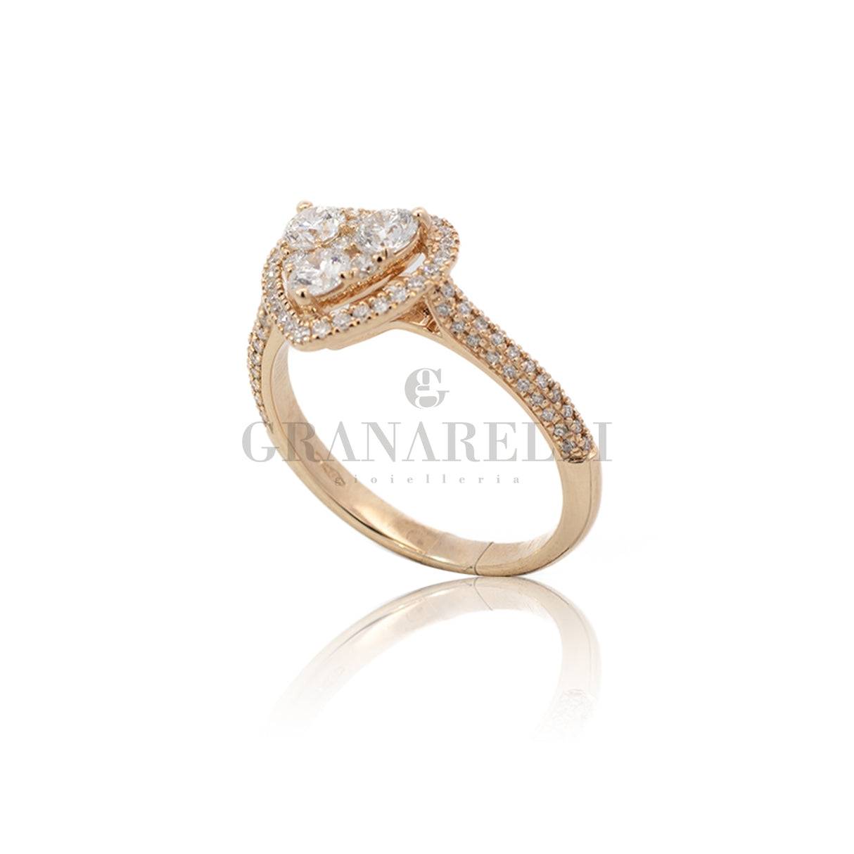 Solitary ring heart magic diamonds in rose gold