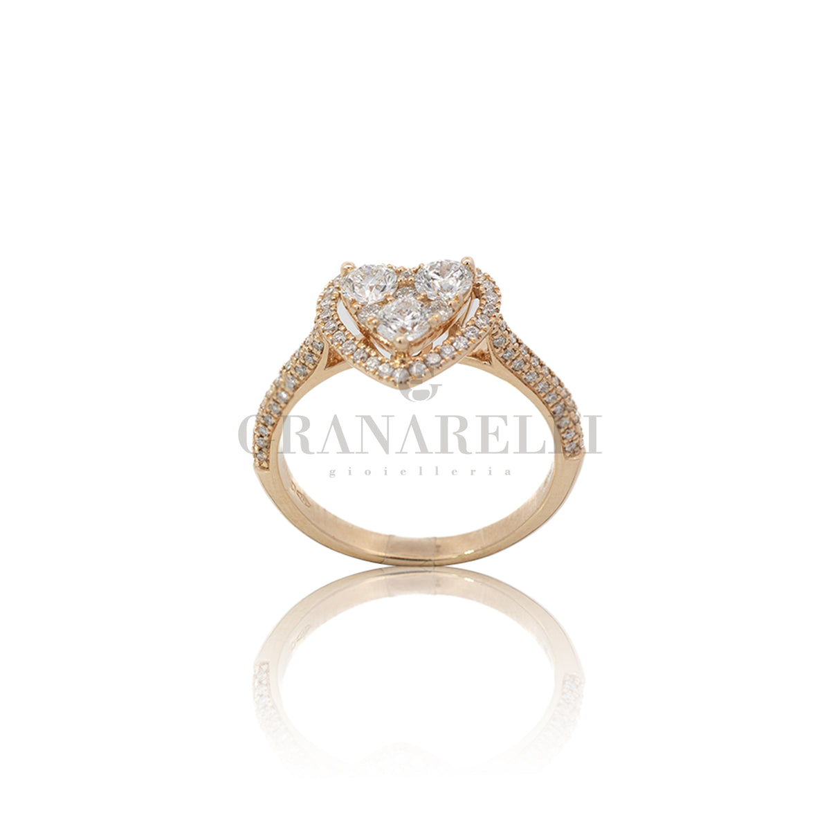 Solitary ring heart magic diamonds in rose gold