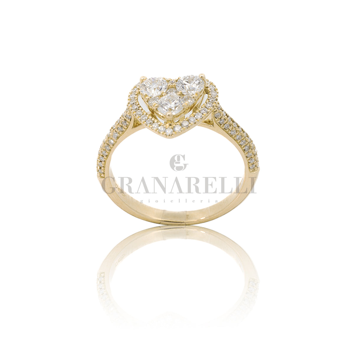 Lonely ring heart magic diamonds in yellow gold