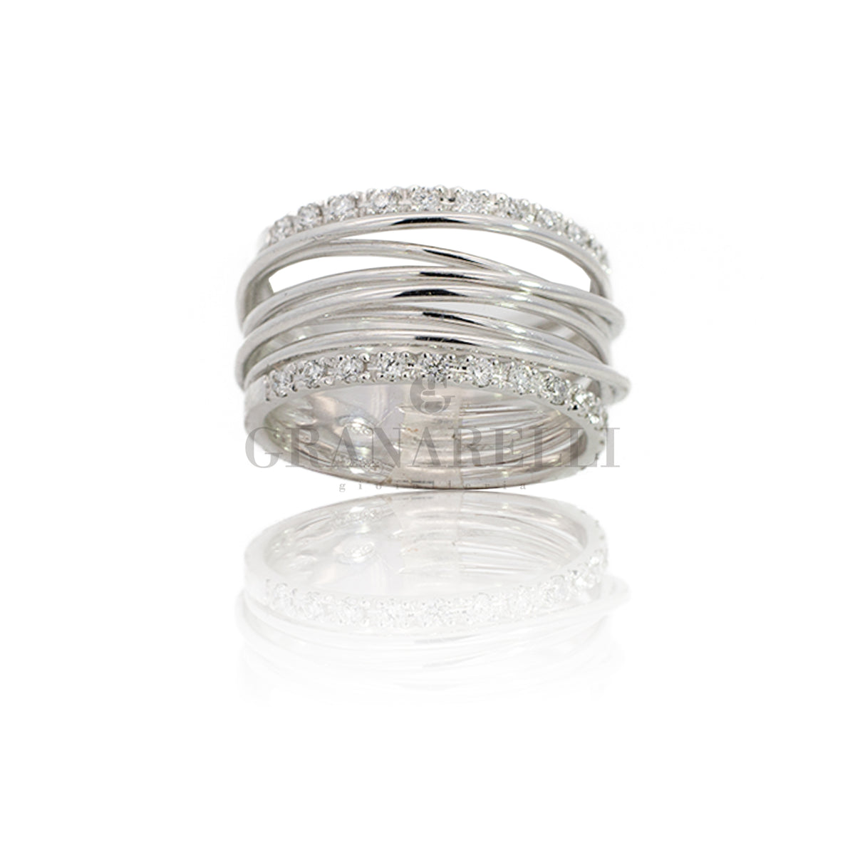Multifile ring diamond in white gold