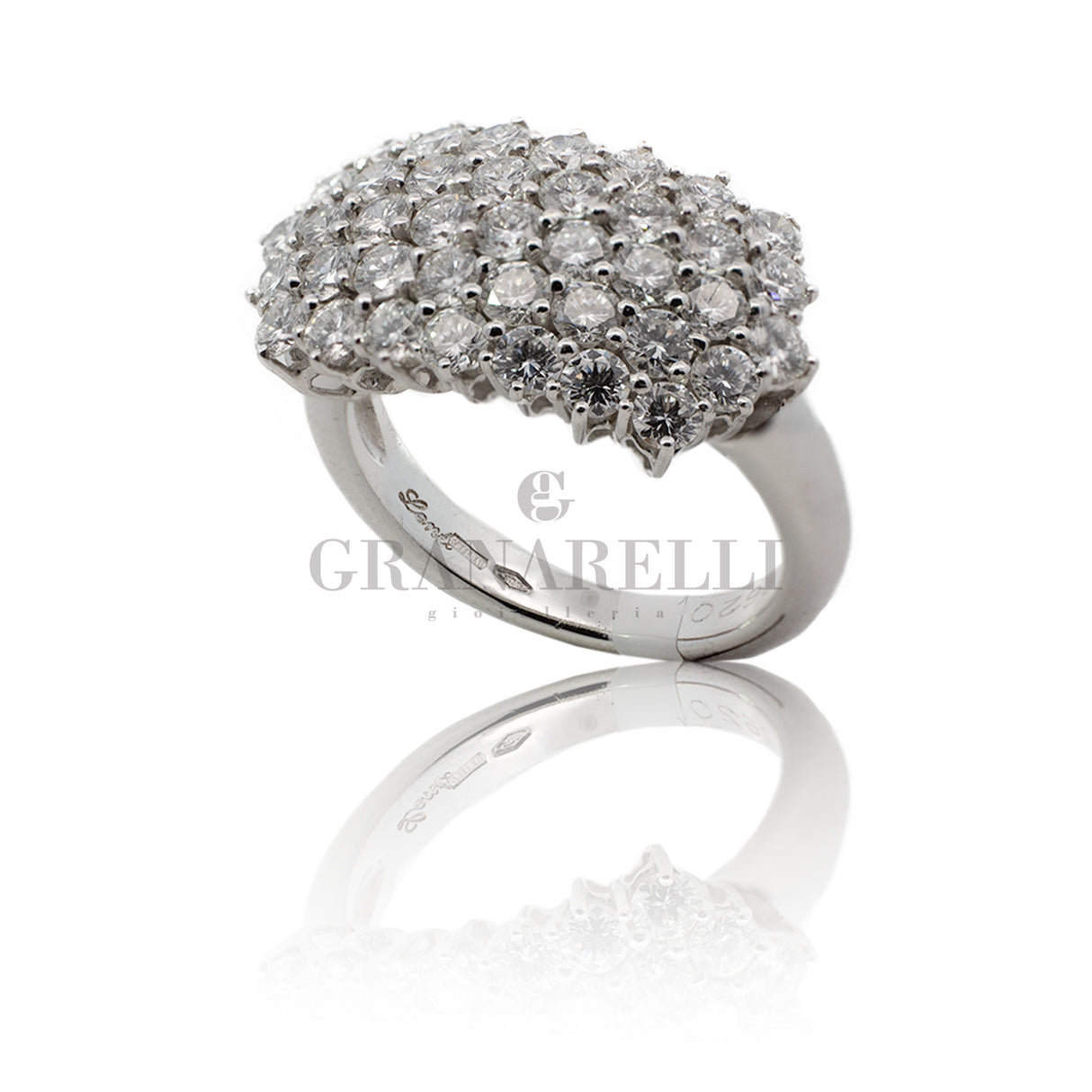 Anello fascia con Diamanti in Oro Bianco