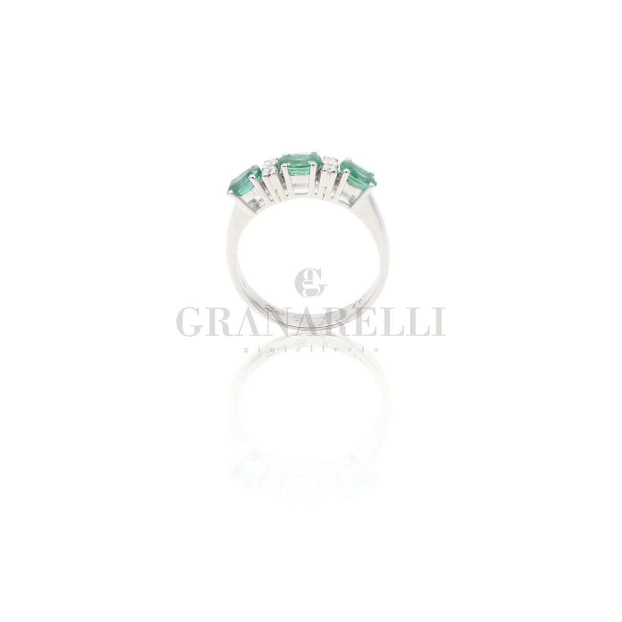 Anello Fedina 3 Smeraldi e Diamanti Bianchi