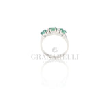 Anello Fedina 3 Smeraldi e Diamanti Bianchi