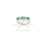 Anello Fedina 3 Smeraldi e Diamanti Bianchi