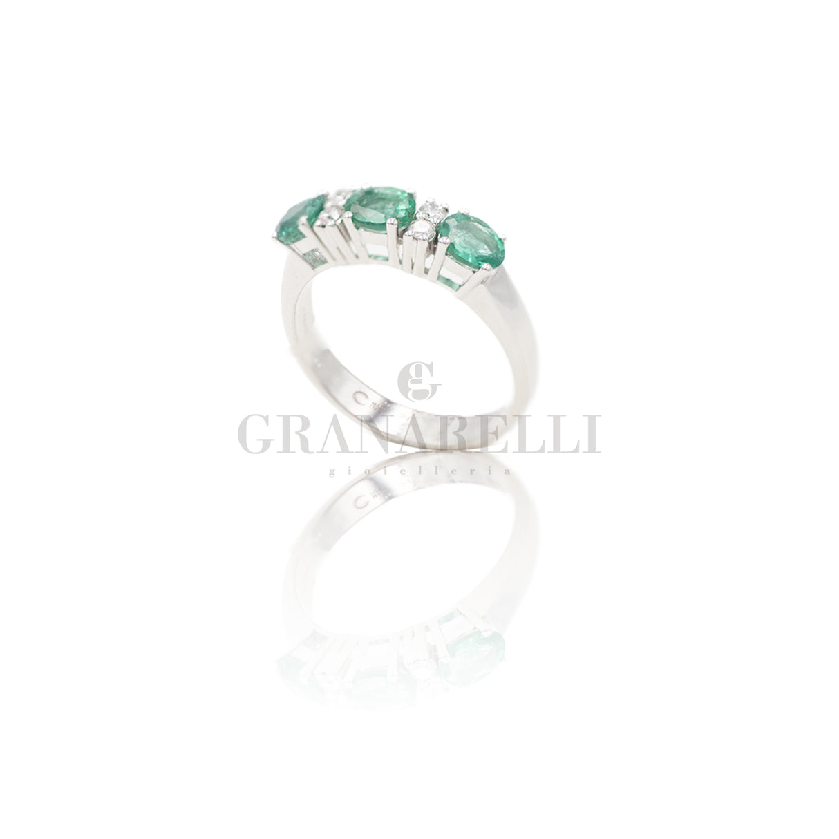 Anello Fedina 3 Smeraldi e Diamanti Bianchi