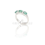 Anello Fedina 3 Smeraldi e Diamanti Bianchi