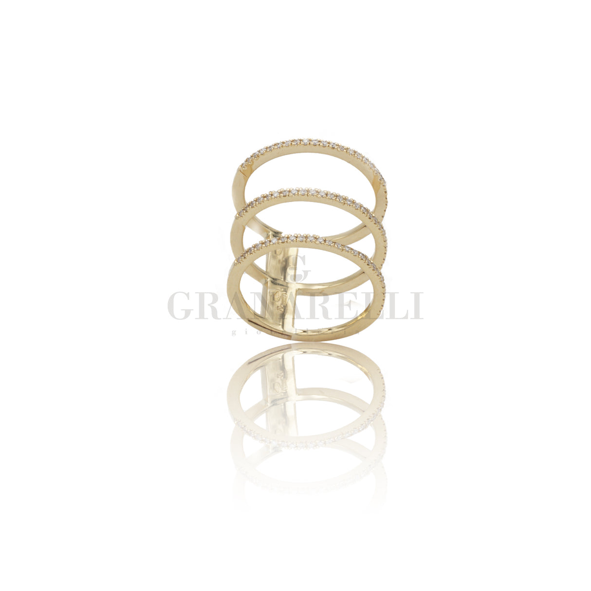 Anello tripla fedina di diamanti in Oro Giallo