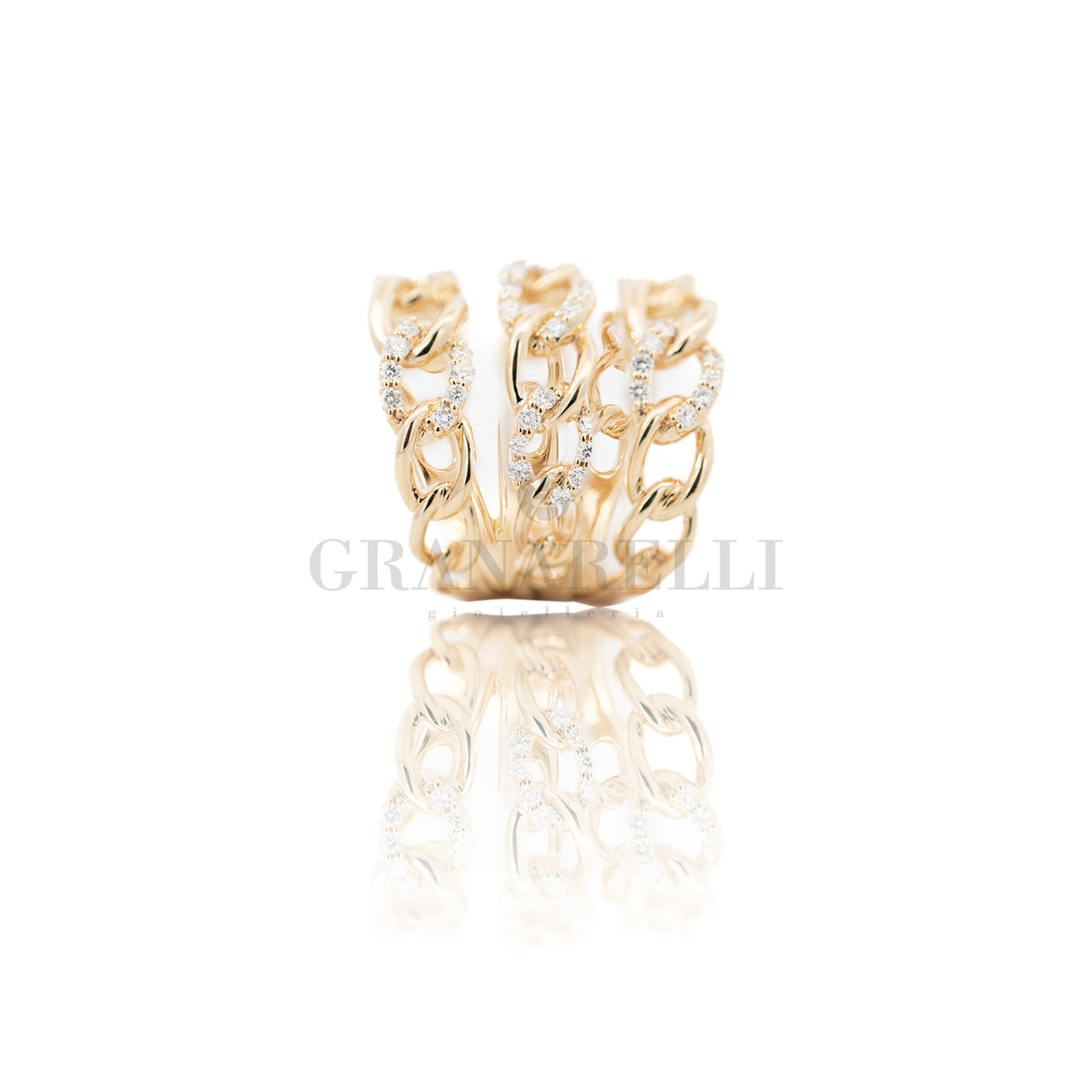 Groumette band ring in rose gold and diamonds 0.70kt